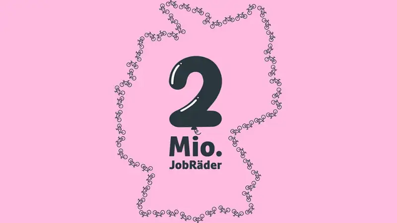 Eine pinke Deutschlandkarte, deren Grenzen durch JobRäder gestaltet wird Eine pinke Deutschlandkarte, deren Grenzen durch JobRäder gestaltet wird