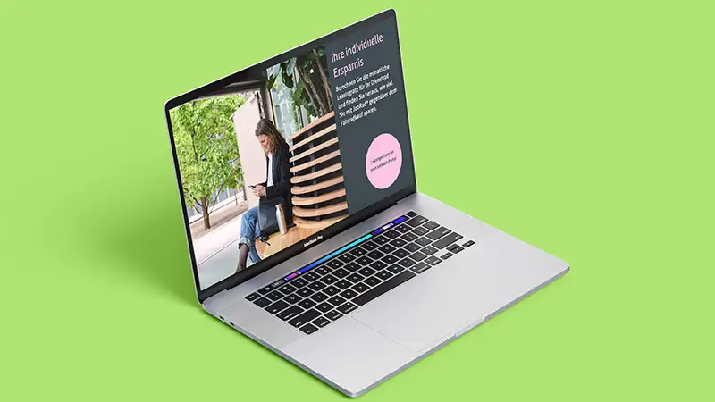 Die Präsentation zur Einführung von JobRad im Unternehmen läuft auf einem Notebook. Die Präsentation zur Einführung von JobRad im Unternehmen läuft auf einem Notebook.