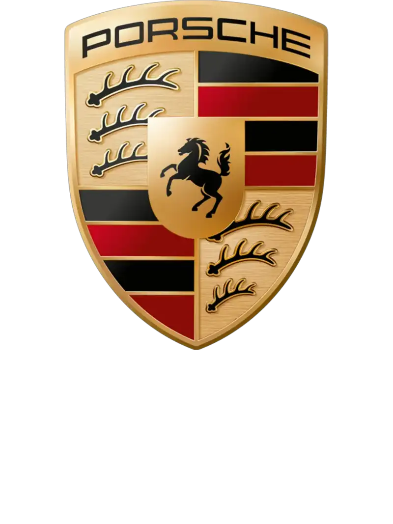 Das Logo von Porsche in Form eines Wappens