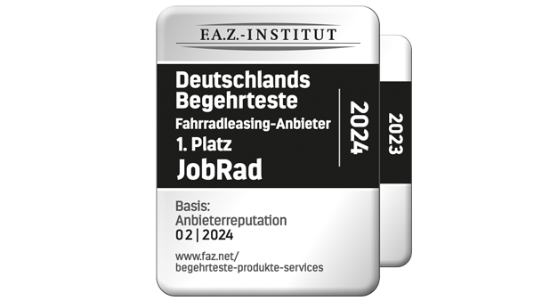 JobRad ist Begehrtester Dienstradleasing-Anbieter 2023 (FAZ)